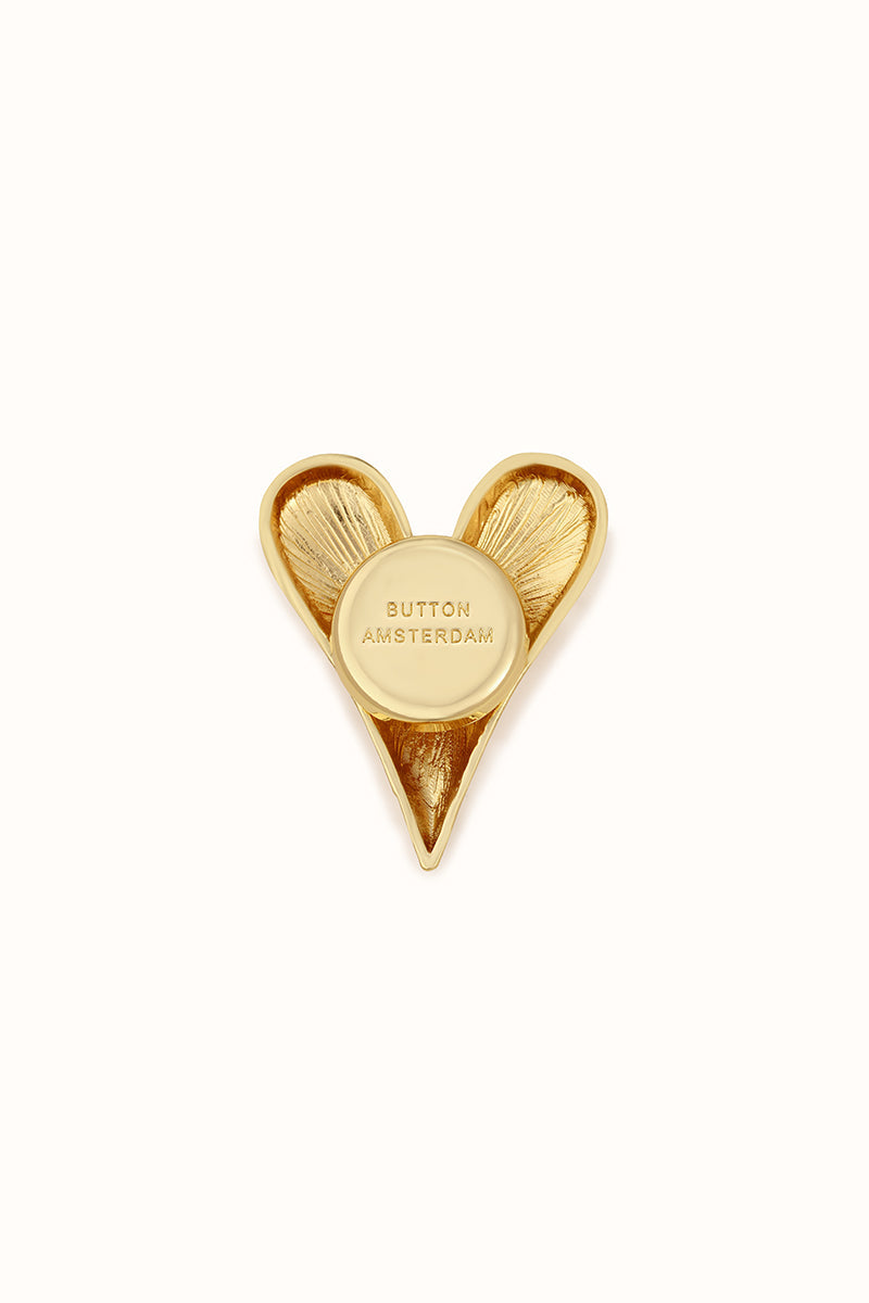 Golden Heart magnetic brooch, back view with 15 mm magnetic backing