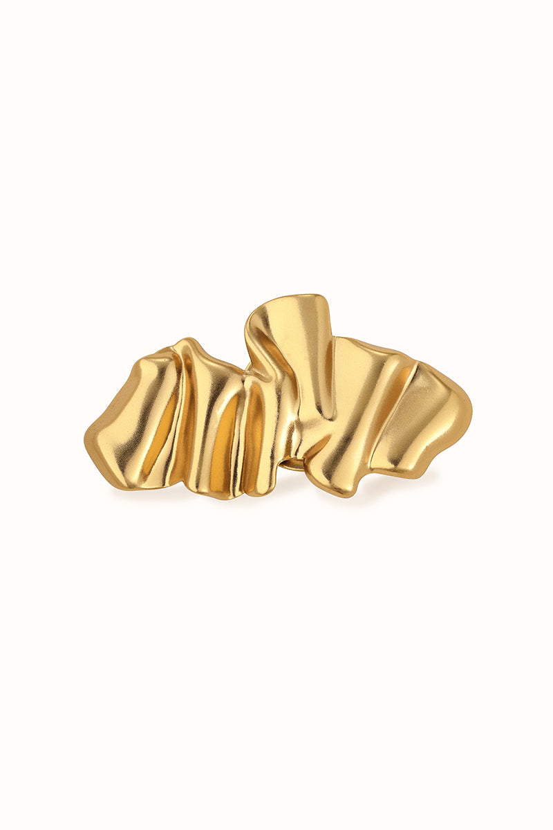 Kate - Gold sculptural magnetic brooch, front view