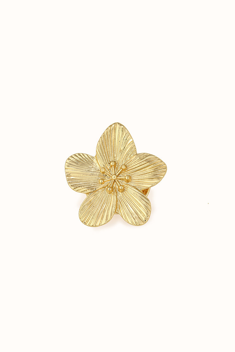 Lara Flower gold-tone flower magnetic brooch, front view