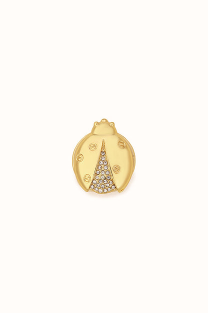 Olivia gold-tone ladybird magnetic brooch, front view