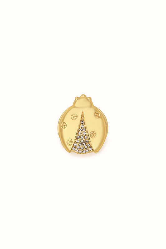 Olivia gold-tone ladybird magnetic brooch, front view